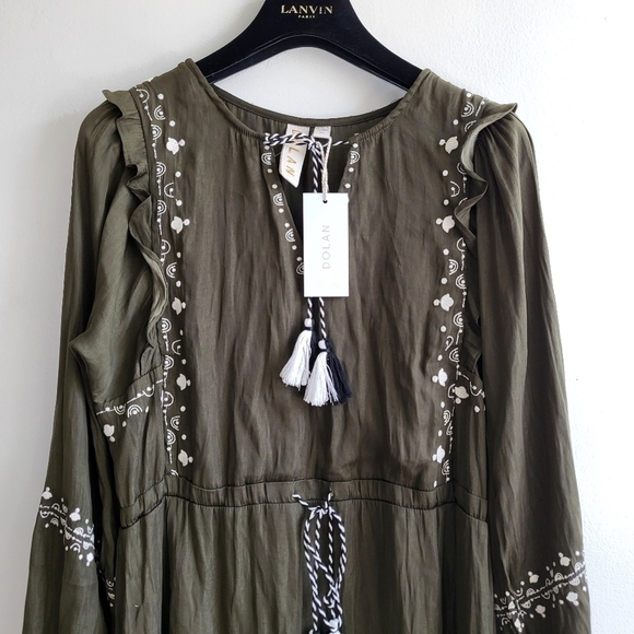 New Dolan Collection Elise Tasseled Green Dress Anthropologie NWT XXS - Picture 6 of 11